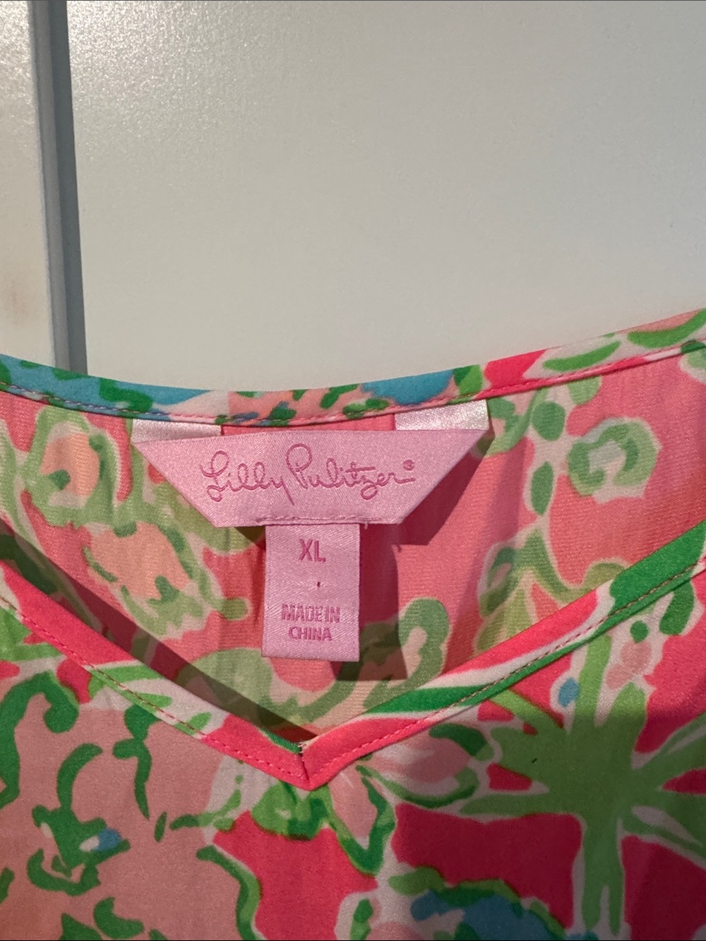 Lilly Pulitzer Coral Pink Floral Romper with Green & Blue Print - Picture 3 of 3